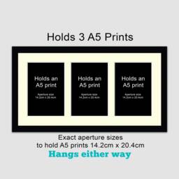 A5 Picture Frame To Hold 3 Photos in A Black Wooden - thumbnail 3