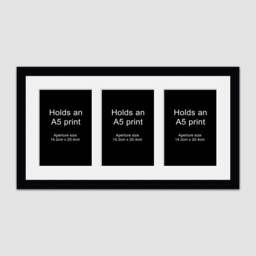 A5 Picture Frame To Hold 3 Photos in A Black Wooden