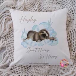 Sloth Cushion, Pillow, Girl Sloth, Gift, Gift For Him, Lover, Mum, Her, Personalised - thumbnail 2