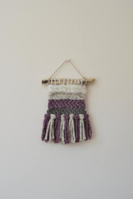 Woven Wall Hanging, Purple Weaving, Baby Shower, Nursery Chevron Tapestry, Modern Weaving - image 1