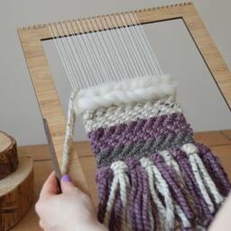 Woven Wall Hanging, Purple Weaving, Baby Shower, Nursery Chevron Tapestry, Modern Weaving - thumbnail 2