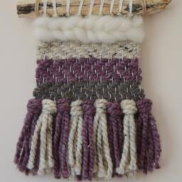 Woven Wall Hanging, Purple Weaving, Baby Shower, Nursery Chevron Tapestry, Modern Weaving - thumbnail 4