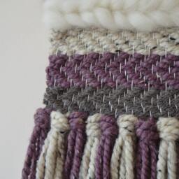 Woven Wall Hanging, Purple Weaving, Baby Shower, Nursery Chevron Tapestry, Modern Weaving - thumbnail 3