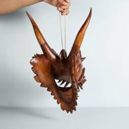 Chinese Dragon Head Statue, Hanging Sculpture, Wall Art, Wooden Dragon, Feng Shui, Handmade, Lucky Symbol, Front Door Decor, Gift For Father - thumbnail 4