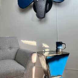 Murray The Moose Wall Sculpture Blue Antler Steel Mount - thumbnail 3