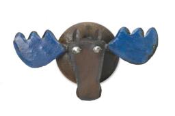 Murray The Moose Wall Sculpture Blue Antler Steel Mount - thumbnail 1