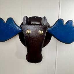Murray The Moose Wall Sculpture Blue Antler Steel Mount - thumbnail 2