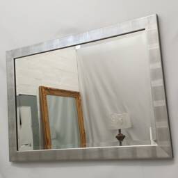 Manhattan Silver Metallic Finish Wood Frame Wall Mirror Bevelled Glass Rectangular Modern Home Interior Decor 106x76cm Clearance - thumbnail 3