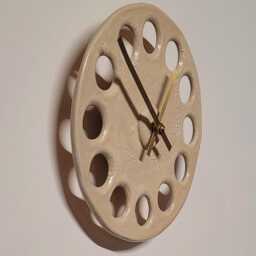 Round Cream Glazed Stoneware Ceramic Minimalist Wall Clock 20 cm Diam Quartz Battery Movement - thumbnail 3