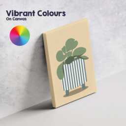 Minimalist Green Houseplant in Striped Planter Scandinavian Botanical Canvas Wall Art Print Decor Picture Ready To Hang - thumbnail 4
