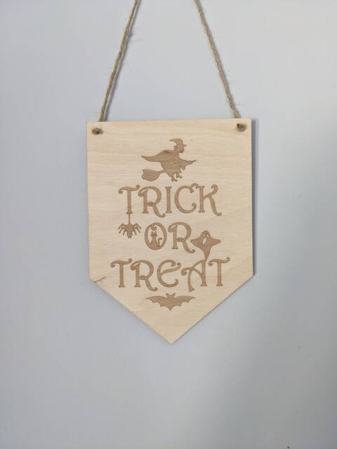 Trick Or Treat Sign - Halloween Wall Decoration Decor Decorations Wooden - image 1