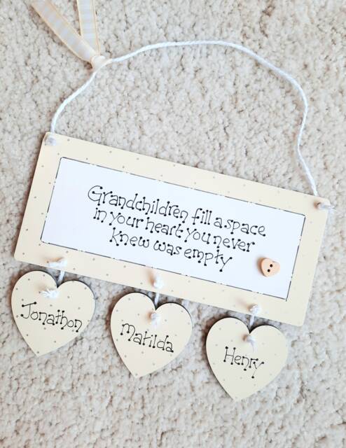 Personalised Grandchildren Wooden Gift Plaque. Grandparents Family Home Hanging Sign - image 1