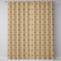 Elegant Orange Beige Star Tile Geometric Seamless Pattern Readymade Eyelet Ring Top Thermal 100% Blackout Curtains - thumbnail 2