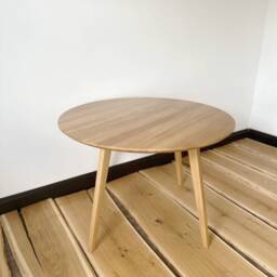 Round Wooden Kitchen Table, White Oak Small Accent Mid Century Solid Wood A Large Circle Dining Table - thumbnail 4