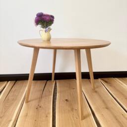 Round Wooden Kitchen Table, White Oak Small Accent Mid Century Solid Wood A Large Circle Dining Table
