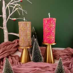 Handmade Snowflake Pillar Candle Eco-Friendly Soy & Beeswax - thumbnail 2
