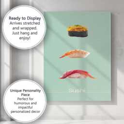 Minimalist Floating Sushi Nigiri Japanese Food Canvas Wall Art Print Decor Picture Ready To Hang - thumbnail 3