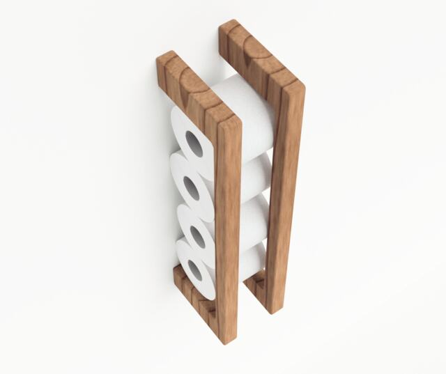 Wall Mount Wood Toilet Paper Holder Minimalist Bathroom Organizer - image 1