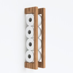 Wall Mount Wood Toilet Paper Holder Minimalist Bathroom Organizer - thumbnail 2