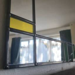 Customisable Art Deco Large Mirror Stained Glass Style Leaded 61x91cm 2x3Ft Frame - Green & Yellow. Choose Your Colours Bespoke - thumbnail 2