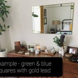 Customisable Art Deco Large Mirror Stained Glass Style Leaded 61x91cm 2x3Ft Frame - Green & Yellow. Choose Your Colours Bespoke - thumbnail 3
