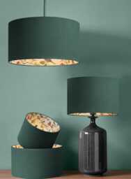 Handmade By Order Bottle Green Velvet Drum With Birds On Branches Plants Pattern Double Sided Lamp Shade Pendant Light
