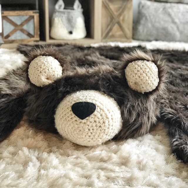 Extra Large Brown Bear Rug With Faux Fur For Woodland Nursery Decor - image 1