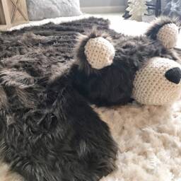 Extra Large Brown Bear Rug With Faux Fur For Woodland Nursery Decor - thumbnail 3