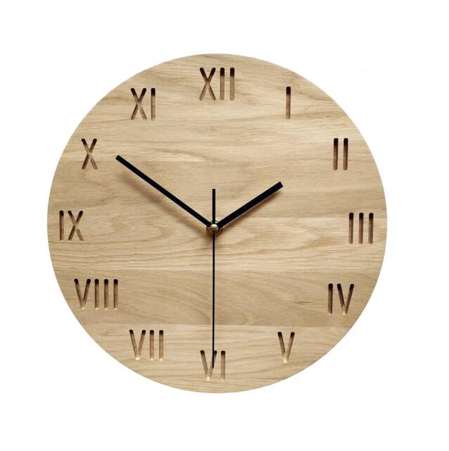 Oak Wood Roman Numeral Wall Clock 28cm - image 1
