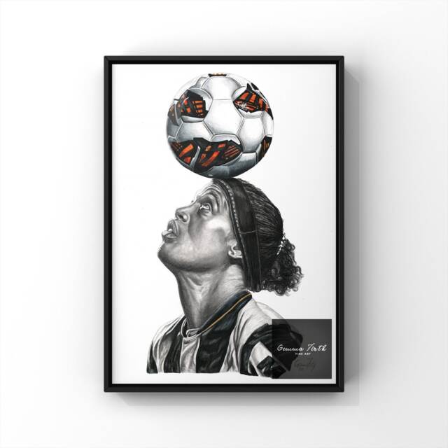 Brazil Ronaldinho Inspired Pencil Drawing Print A4 A5 A3 Pencil - Football Prints Birthday Gift Decor Christmas Gifts - image 1