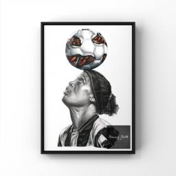 Brazil Ronaldinho Inspired Pencil Drawing Print A4 A5 A3 Pencil - Football Prints Birthday Gift Decor Christmas Gifts - thumbnail 1
