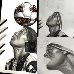 Brazil Ronaldinho Inspired Pencil Drawing Print A4 A5 A3 Pencil - Football Prints Birthday Gift Decor Christmas Gifts - thumbnail 2