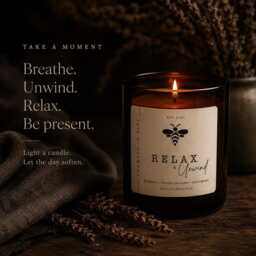 Hand-Poured Soy Candle, Lavender Bergamot Lemongrass Scent, Relax Home Fragrance - 20Cl/30Cl - thumbnail 2