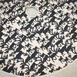 Deer Christmas Tree Skirt Reindeer Skirts Scandinavian Fabric Decor Swedish - thumbnail 2