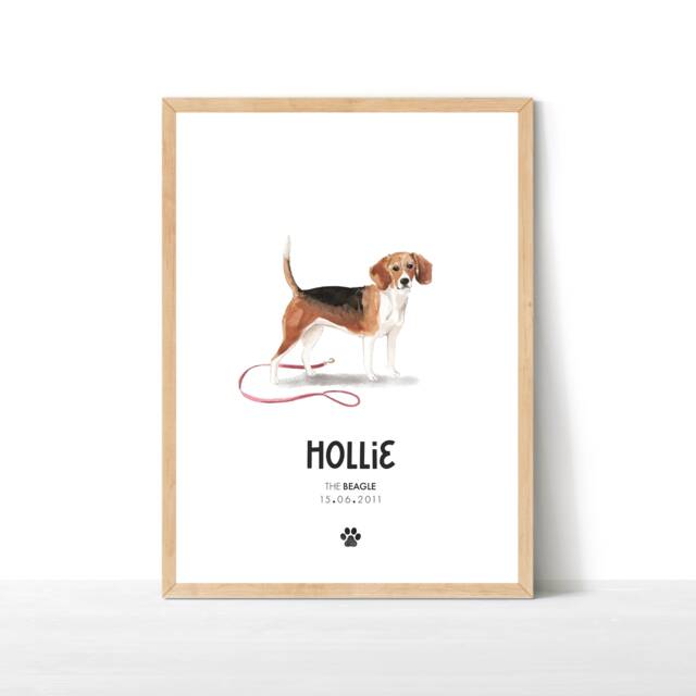 Personalised Beagle Print, Dog Print Wall Decor, Lover Gift, Pet Portrait - image 1