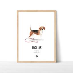 Personalised Beagle Print, Dog Print Wall Decor, Lover Gift, Pet Portrait - thumbnail 1