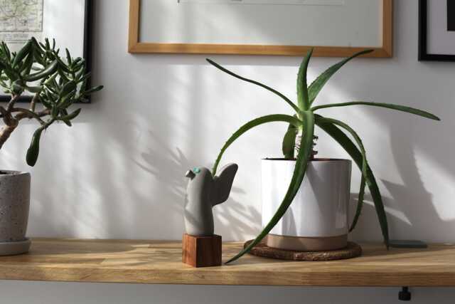Concrete & Oak Bird Sculpture - Handmade Figurine Art Home Decor - image 1