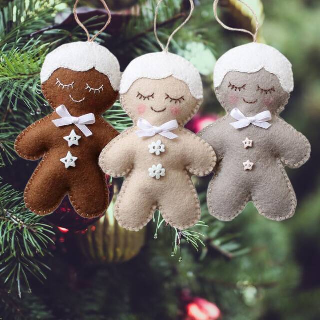 Handmade Gingerbread Christmas Ornaments, Ornaments Felt, Felt Ornament, Tree Decoration - image 1
