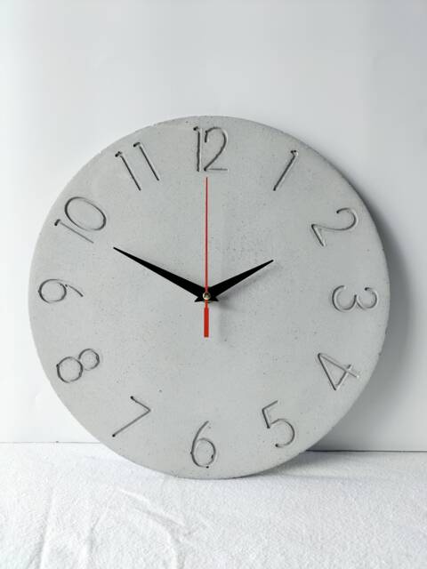 Light Grey Concrete Wall Clock Modern Minimalist Silent Clock - image 1