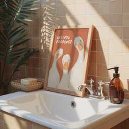 Are You Pooping? Goose Print, Funny Bathroom Wall Art, Quirky Toilet Poster, Decor, Downstairs Loo 4 Colours - thumbnail 2