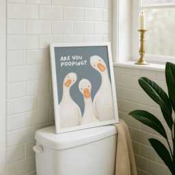 Are You Pooping? Goose Print, Funny Bathroom Wall Art, Quirky Toilet Poster, Decor, Downstairs Loo 4 Colours - thumbnail 3