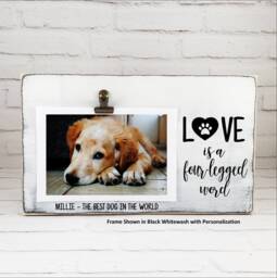 Pet Picture Frame, Love Is A Four Legged Word Wood Dog Mom, Cat Crazy Lady Gift, Memorial Loss Gift - thumbnail 1