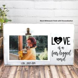 Pet Picture Frame, Love Is A Four Legged Word Wood Dog Mom, Cat Crazy Lady Gift, Memorial Loss Gift - thumbnail 2