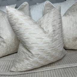 Decorative Cushion Cover Throw Pillow in Cream- Textured Designer Fabric - Clarke &/Size 16