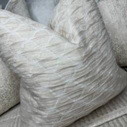 Decorative Cushion Cover Throw Pillow in Cream- Textured Designer Fabric - Clarke &/Size 16 - thumbnail 3