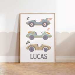 Personalised Racing Car Print Set For Childrens Bedroom, Nursery Or Playroom - Only - thumbnail 2
