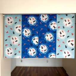 Goldfish Doorstep Noren, 4 Panel Fabric Long Order Made Blue Kingyo Curtain, Japanese Fish Restaurant Big Noren - thumbnail 3