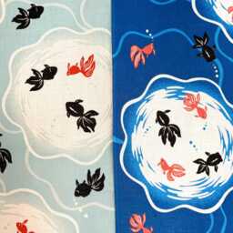 Goldfish Doorstep Noren, 4 Panel Fabric Long Order Made Blue Kingyo Curtain, Japanese Fish Restaurant Big Noren - thumbnail 4