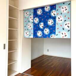 Goldfish Doorstep Noren, 4 Panel Fabric Long Order Made Blue Kingyo Curtain, Japanese Fish Restaurant Big Noren - thumbnail 2