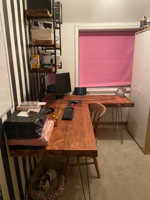 Corner Solid Wood Rustic Hairpin Desk Made From Reclaimed Pine - image 1